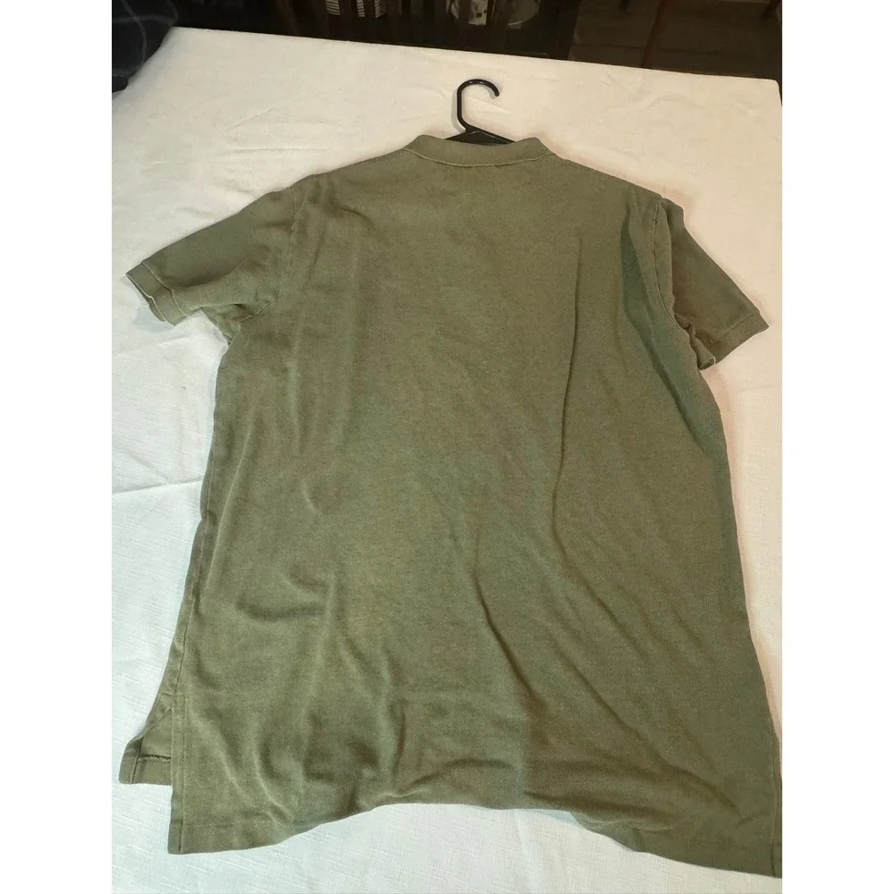 Polo Ralph Lauren Mens Large Olive Green Short Sleeve Pique Polo Shirt Red Pony
